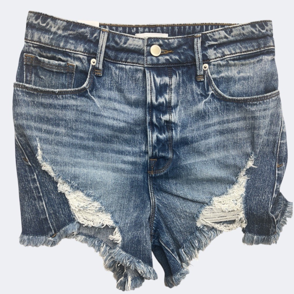 Good American The Bombshell Shorts 4 Blue Jean High-Rise Ripped Denim Msrp $119